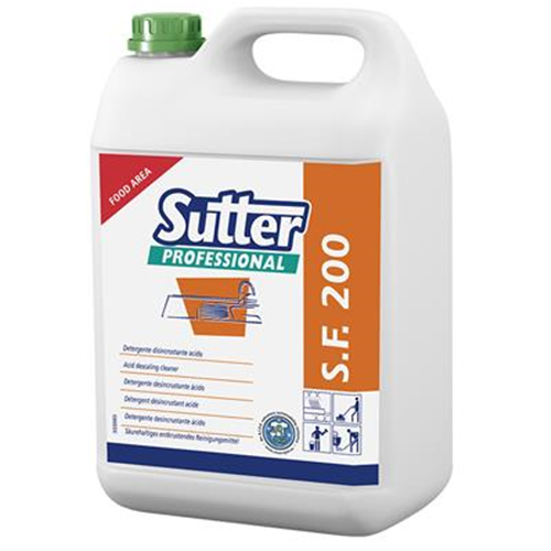 4 x lt.5 Sutter S.F. 200 detergente disincrostante acido tamponato per  acciaio inox, gres, ceramica