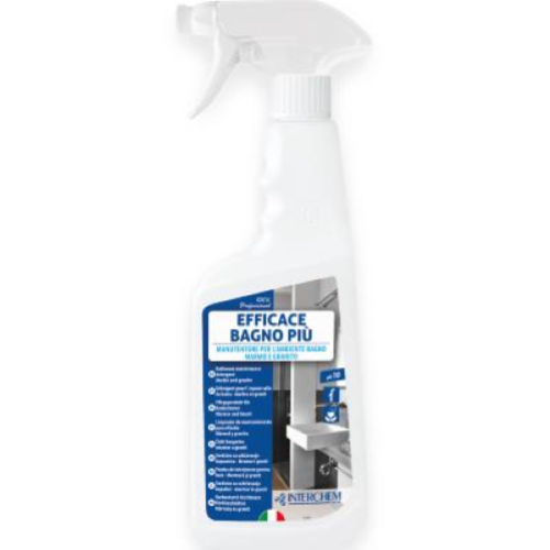 Efficace Bagno Più 12x750 Ml Detergente Bagno per Marmo e Pietra Naturale Professionale Igienizzante
