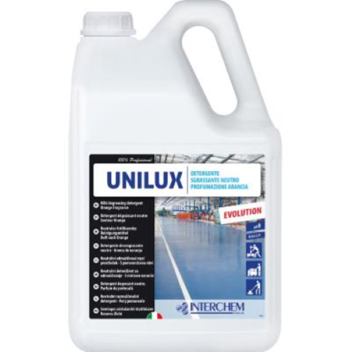 UNILUX EVOLUTION 2 x 5 Lt Sgrassante Neutro Profumato Arancia per Officine, Industrie e Parcheggi
