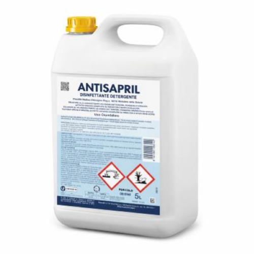 ANTISAPRIL Sutter 4x5 L Disinfettante Ospedaliero Detergente al Cloro per Pavimenti e Superfici PMC 18210