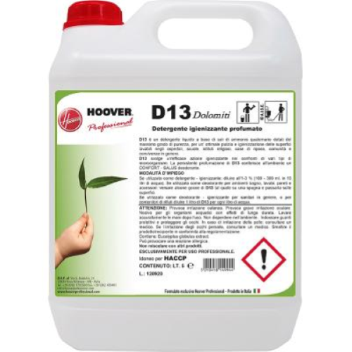 Hoover D13 Dolomiti 4x5 Lt Detergente Igienizzante Deodorante Sanificante Professionale Superfici HACCP