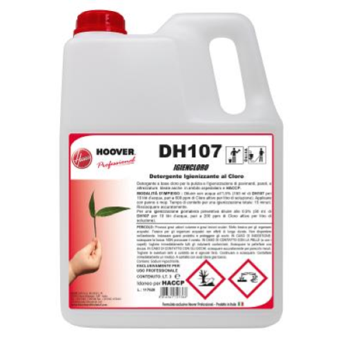 Hoover DH107 Igiencloro 4x3 Lt Detergente Igienizzante al Cloro Sanificante Professionale HACCP Superfici