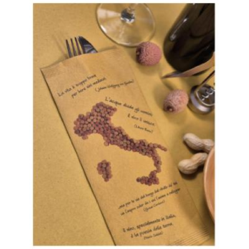 Busta Portaposate Carta Paglia fantasia Vinitaly + Tovagliolo 2V 34x37 pezzi 1000