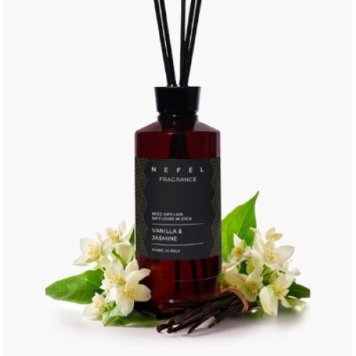 Nefel Fragrance Vanilla & Jasmine 6x480 Ml Profumo per Ambiente Diffusore con bastoncini