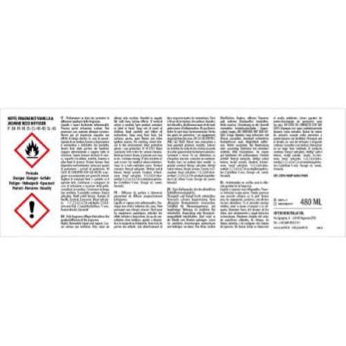 Nefel Fragrance Vanilla & Jasmine 6x480 Ml Profumo per Ambiente Diffusore con bastoncini