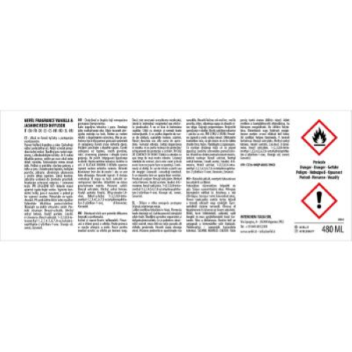 Nefel Fragrance Vanilla & Jasmine 6x480 Ml Profumo per Ambiente Diffusore con bastoncini