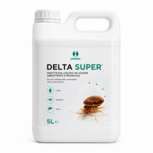 Delta Super Orma 2x5 Lt Insetticida Concentrato Cimici Pulci Scarafaggi Mosche con Deltametrina Tetrametrina e PBO