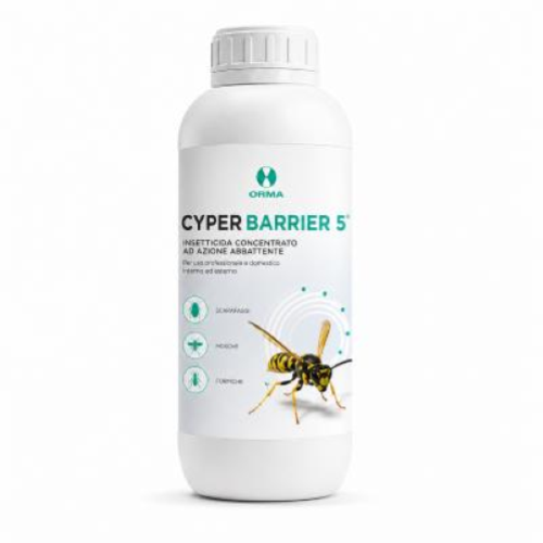Cyper Barrier 5 Orma 6x1 Lt Insetticida Concentrato Zanzare e Blatte con Cipermetrina Tetrametrina Geraniolo e PBO