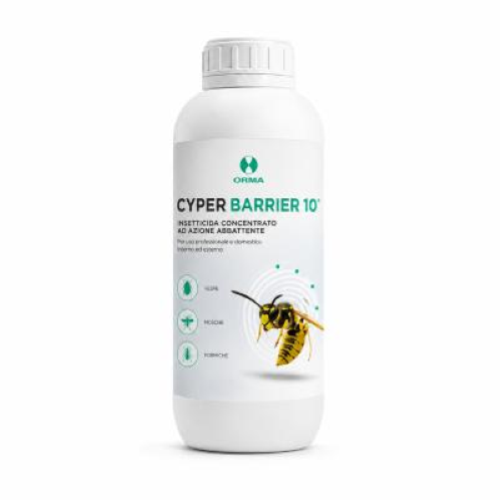 Cyper Barrier 10 Orma 6x1 Lt Insetticida Concentrato Mosche e Blatte con Cipermetrina Tetrametrina Geraniolo e PBO