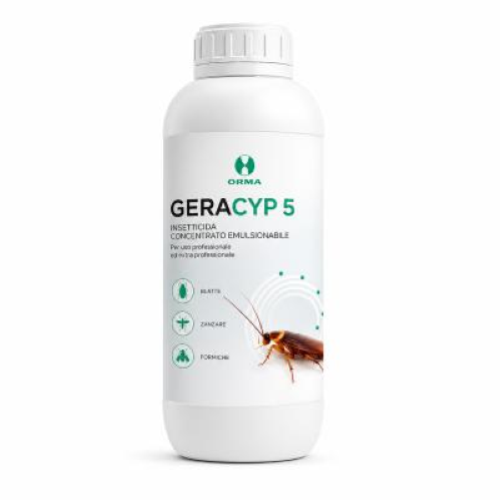 Geracyp 5 Orma 6x1 Lt Insetticida Concentrato Mosche Zanzare Blatte con Cipermetrina e Geraniolo