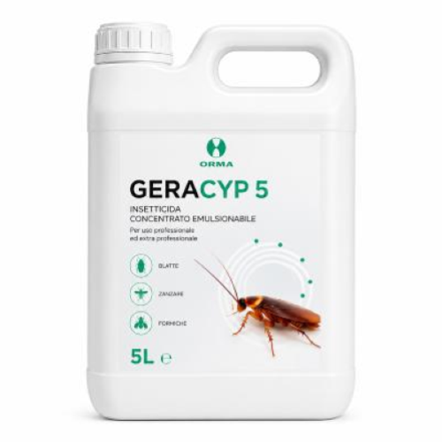Geracyp 5 Orma 2x5 Lt Insetticida Concentrato Mosche Zanzare Blatte con Cipermetrina e Geraniolo