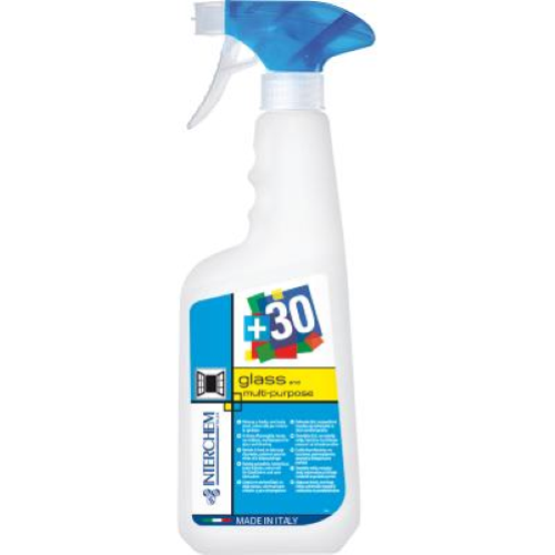 +30 Glass and Multi-Purpose 12x750 Ml Detergente Vetri e Multiuso Professionale Senza Aloni