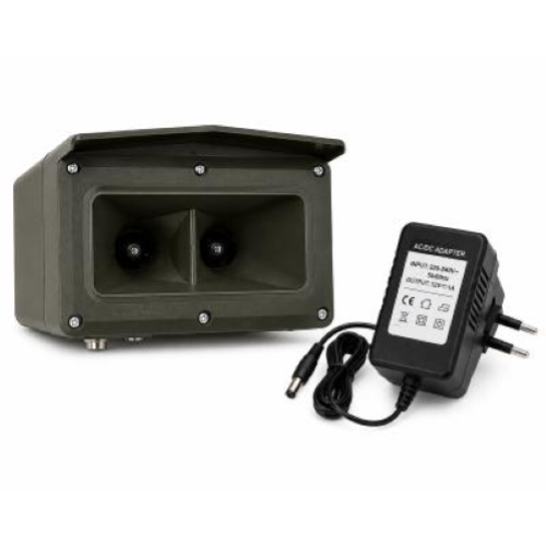 Kit Disuasore Sonoro Professionale per Animali + Trasformatore 220/12V Allontana Gabbiani Merli Piccioni