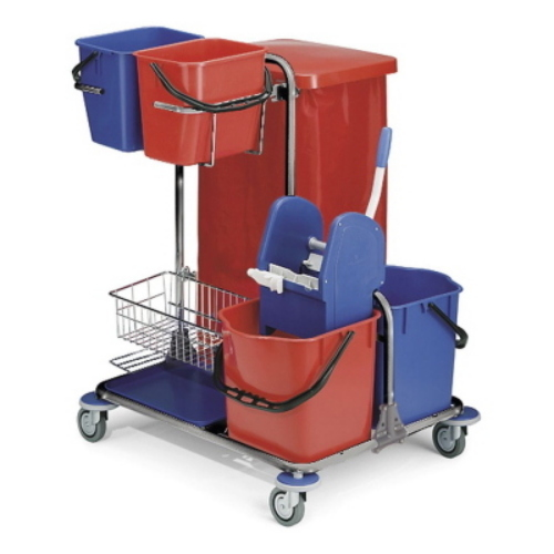 Filmop Teddy 8200X Carrello Pulizie con Strizzatore, Secchi lavapavimenti, Ripianie Portasacco 120 Lt