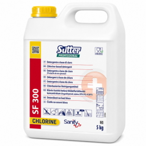 S.F. 300 Sutter 4x5 Lt Detergente Igienizzante Cloro Attivo per Pavimenti, Sanitari, Superfici e Ambienti HACCP