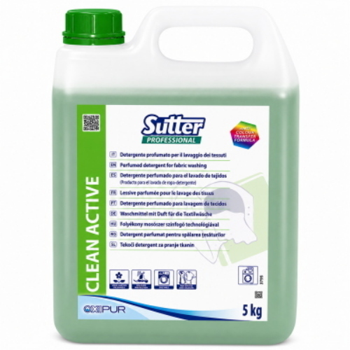 Sutter Clean Active 4x5 Lt Detergente Professionale Lavatrice Detersivo per Tessuti Bianchi e Colorati