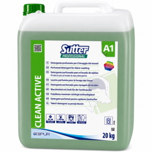 Sutter Clean Active 20 Lt Detergente Professionale Lavatrice Detersivo per Tessuti Bianchi e Colorati