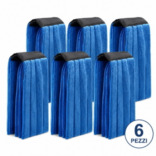 6 Mop Microfibra Professionali per Pinza Mocio Lavapavimenti gr 260