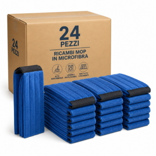 24 Mop Microfibra Professionali per Pinza Mocio Lavapavimenti gr 260