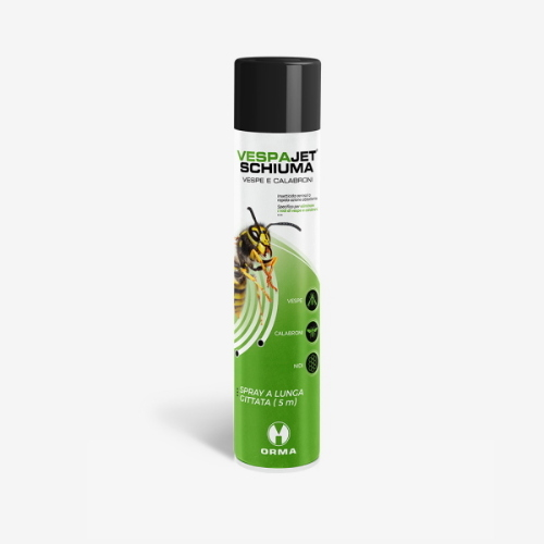 Orma Vespajet Schiuma Insetticida Spray 750 ml per Nidi di Vespe e Calabroni Gittata 5 Metri - 12 Pezzi