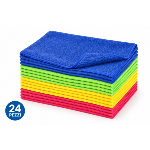 Panni Microfibra Professionali 40x60 cm Lava Asciuga Pavimenti e Superfici - 24 Pezzi