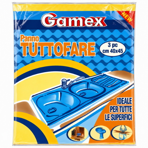 Gamex Panno Tuttofare Professionale 40x45 cm in Viscosa Lava Asciuga e Lucida - 120 Pezzi (40x3)