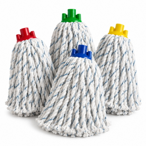Filmop Dream Mop 220 g Microfibra Bianco-Blu Filo Continuo con Attacco Filettato Universale Colorato - 5 Pezzi