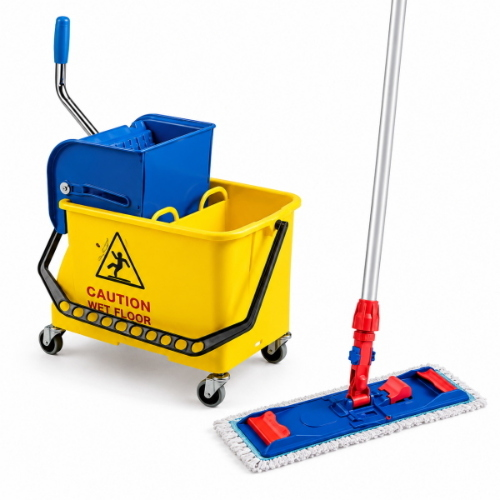 Filmop Spider Kit Carrello Lavapavimenti Professionale Secchio 15 Lt con Telaio Pieghevole e Mop Microfibra 40 cm