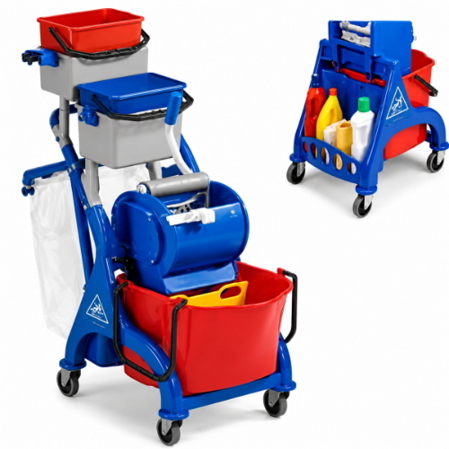 Filmop Vega LP0304A Carrello Lavapavimenti 28 Litri con Strizzatore Professionale a Rullo e Porta Sacco