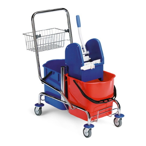 Filmop Mini Jack 2x25 Lt Carrello Lavapavimenti in Acciaio con Strizzatore Professionale e Cestello