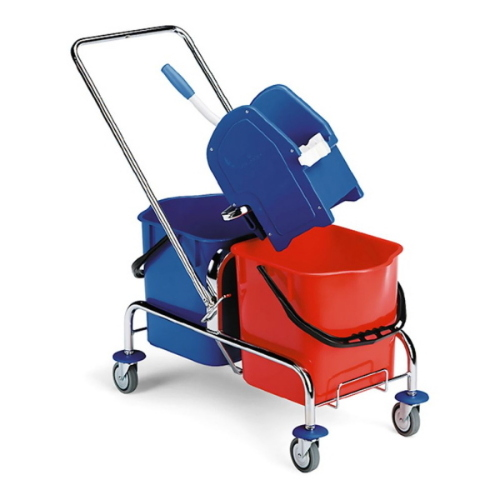 Filmop Jack 8032 Carrello Lavapavimenti Professionale in Acciaio con Strizzatore Girevole e 2 Secchi da 25 Lt