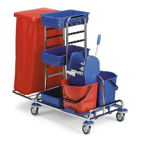 Filmop Jumbo Quick 3090 Carrello Pulizie in Acciaio con Strizzatore, Portasacco e 2 Secchi 15 Lt