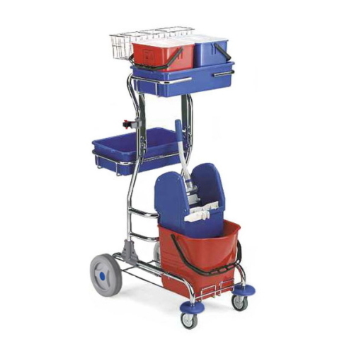 Filmop Panda 25 Lt Carrello Pulizie in Acciaio con Strizzatore Lavapavimenti, Secchielli e Portasacco 120 Lt