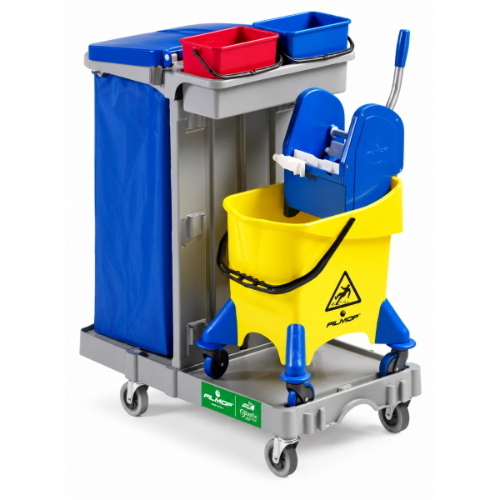 Filmop Alpha 1105 Carrello Pulizie Professionale con Lavapavimenti Jumpy 30 Lt, Strizzatore e Portasacco 120 Lt