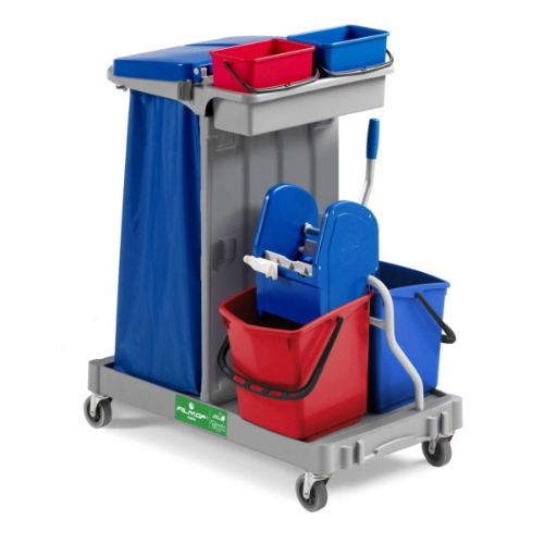 Filmop Alpha 4103 Carrello Pulizie Professionale con Strizzatore, 2 Secchi lavapavimenti 15 Lt e Portasacco 120 Lt