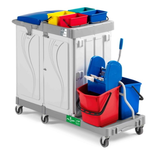 Filmop Alpha 8104 Carrello Pulizie Professionale con Strizzatore, Secchi e Portasacco Chiuso 150 Lt