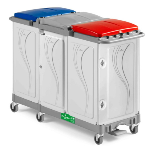 Filmop Alpha 8125 Carrello Raccolta Rifiuti Professionale Chiuso con 3 Portasacco 150 Lt