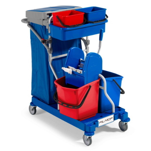 Filmop Morgan 1050 Carrello Pulizie Professionale con Strizzatore, Secchi e Portasacco 120 Lt