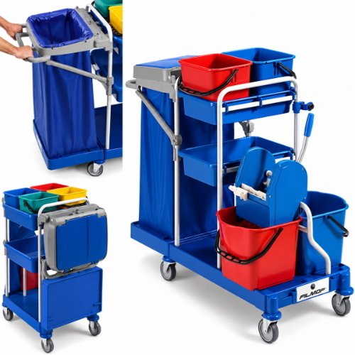 Filmop Morgan 2010 Carrello Pulizie Professionale con Strizzatore, Secchi e Portasacco 120 Lt
