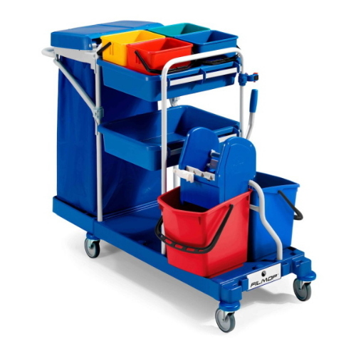 Filmop Morgan 3010 Carrello Pulizie Professionale con Strizzatore, Secchi e Portasacco 120 Lt
