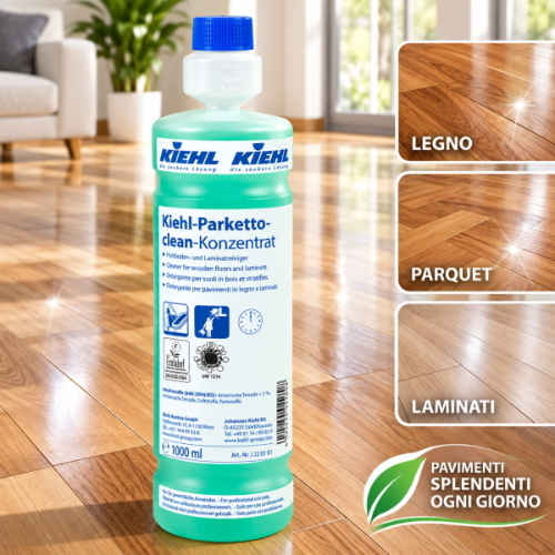 Kiehl Parketto Clean Konzentrat 6x1 Lt Detergente Ecologico Superconcentrato Ecolabel per Legno, Parquet e Laminati