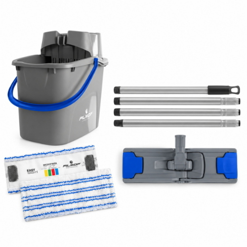 Filmop Easy Wash Kit Lavapavimenti Professionale con Secchio 15 Lt Strizzino Telaio Mop Microfibra 35 cm e Manico