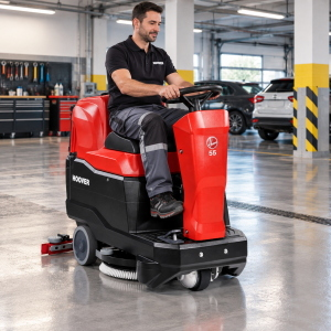 Hoover 55 UB Lavasciuga Pavimenti Uomo a Bordo 55 cm con 2 Batterie e Caricabatterie – Resa 3300 m²/h