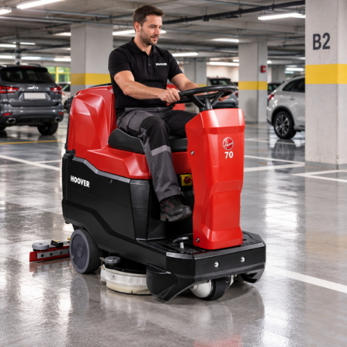 Hoover 70 UB Lavasciuga Pavimenti Uomo a Bordo 70 cm con 4 Batterie e Caricabatterie – Resa 3300 m²/h