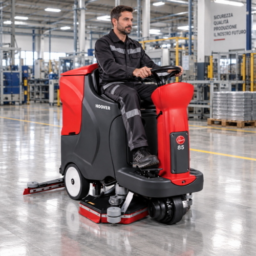 Hoover 85 BCT/16 Lavasciuga Pavimenti Uomo a Bordo 85 cm con 4 Batterie Gel e Caricabatterie – Resa 5525 m²/h