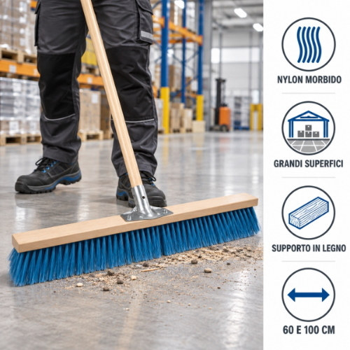 Filmop Scopa Industriale in Nylon Morbido per Pavimenti e Grandi Superfici – 2 Pezzi