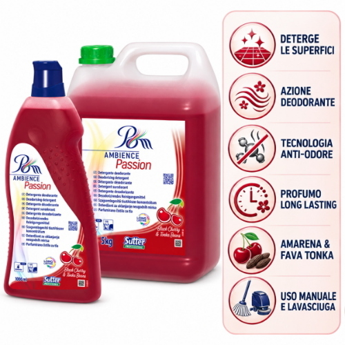 Sutter POM Ambience Passion Detergente Deodorante Pavimenti e Superfici Ciliegia e Fave di Tonka