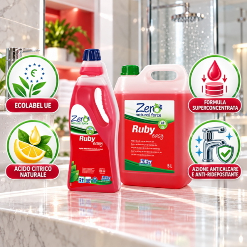 Sutter Ruby Easy Ecolabel Detergente Anticalcare Naturale Superconcentrato per Bagno e Sanitari