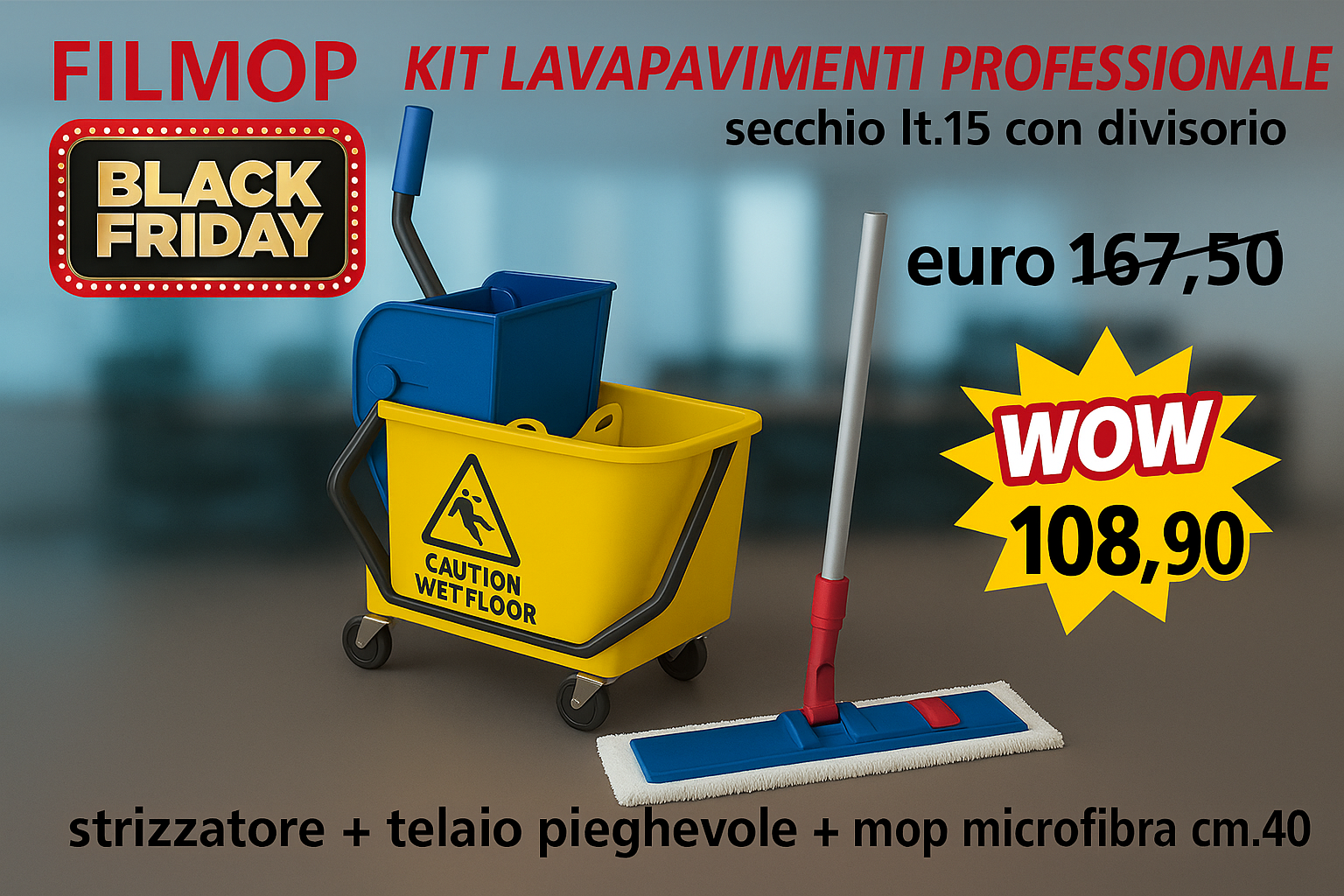 filmop kit carrelo lavapavimenti spyder con telaio e mop detercenter shop black friday